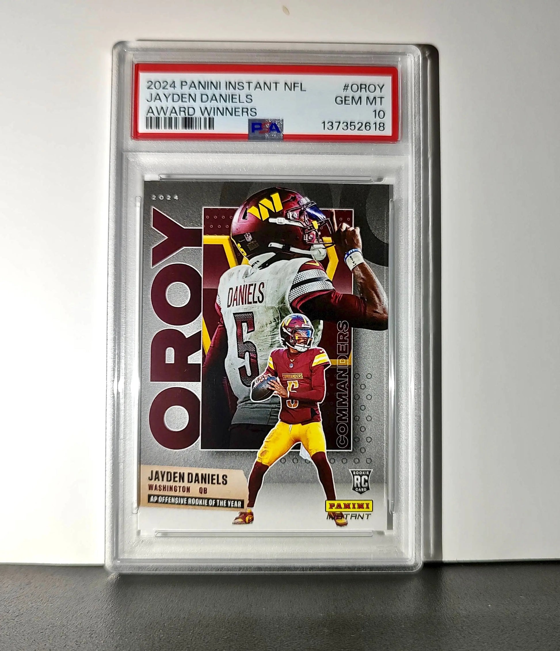 Jayden Daniels 2024 Panini NFL AP Offensive Rookie of the Year Commanders PSA 10
