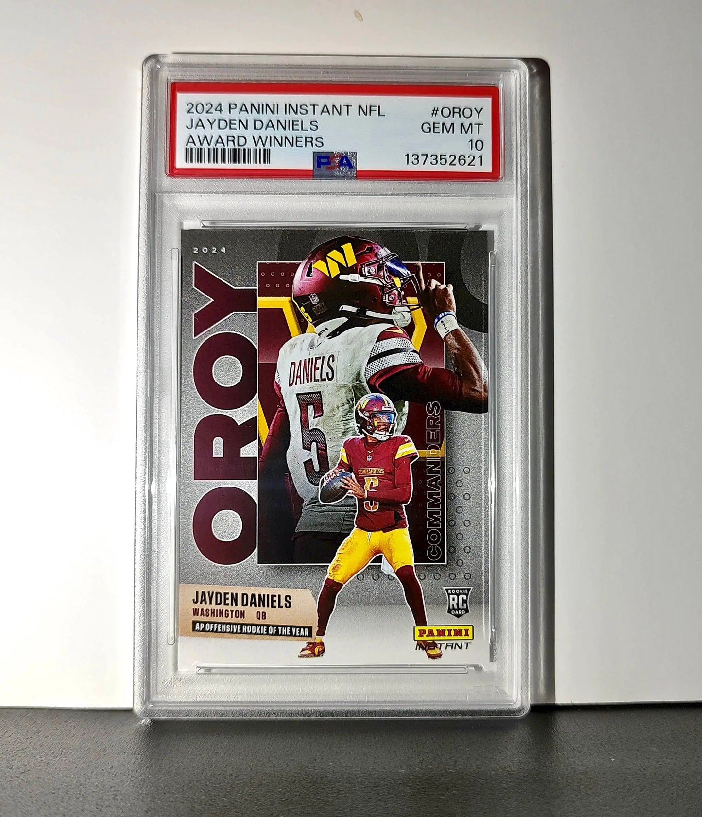 Jayden Daniels 2024 Panini NFL AP Offensive Rookie of the Year Commanders PSA 10
