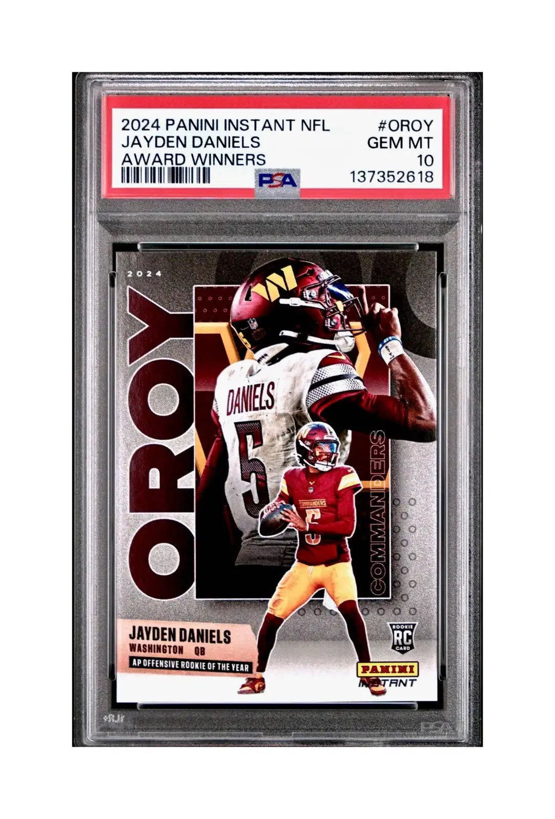 Jayden Daniels 2024 Panini NFL AP Offensive Rookie of the Year Commanders PSA 10