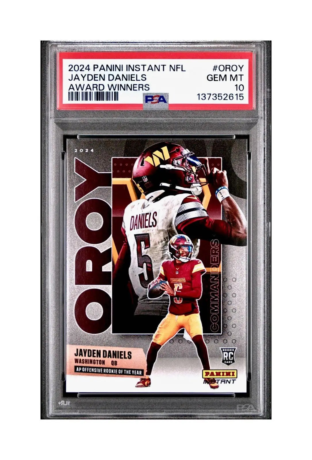 Jayden Daniels 2024 Panini NFL AP Offensive Rookie of the Year Commanders PSA 10