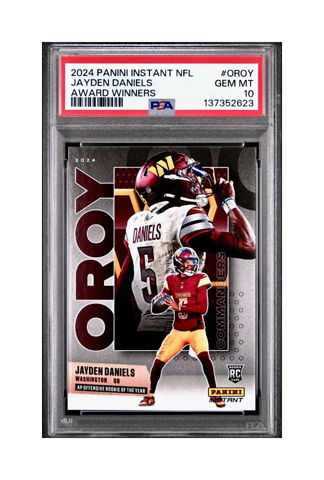 Jayden Daniels 2024 Panini NFL AP Offensive Rookie of the Year Commanders PSA 10