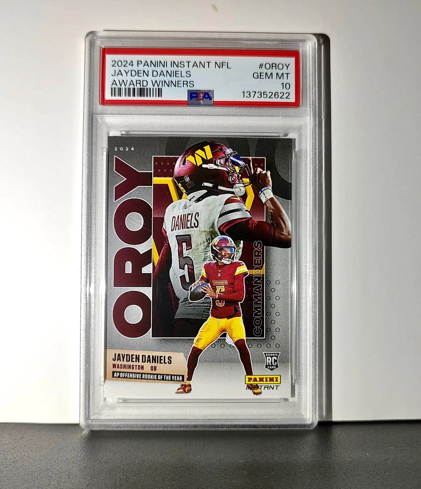 Jayden Daniels 2024 Panini NFL AP Offensive Rookie of the Year Commanders PSA 10