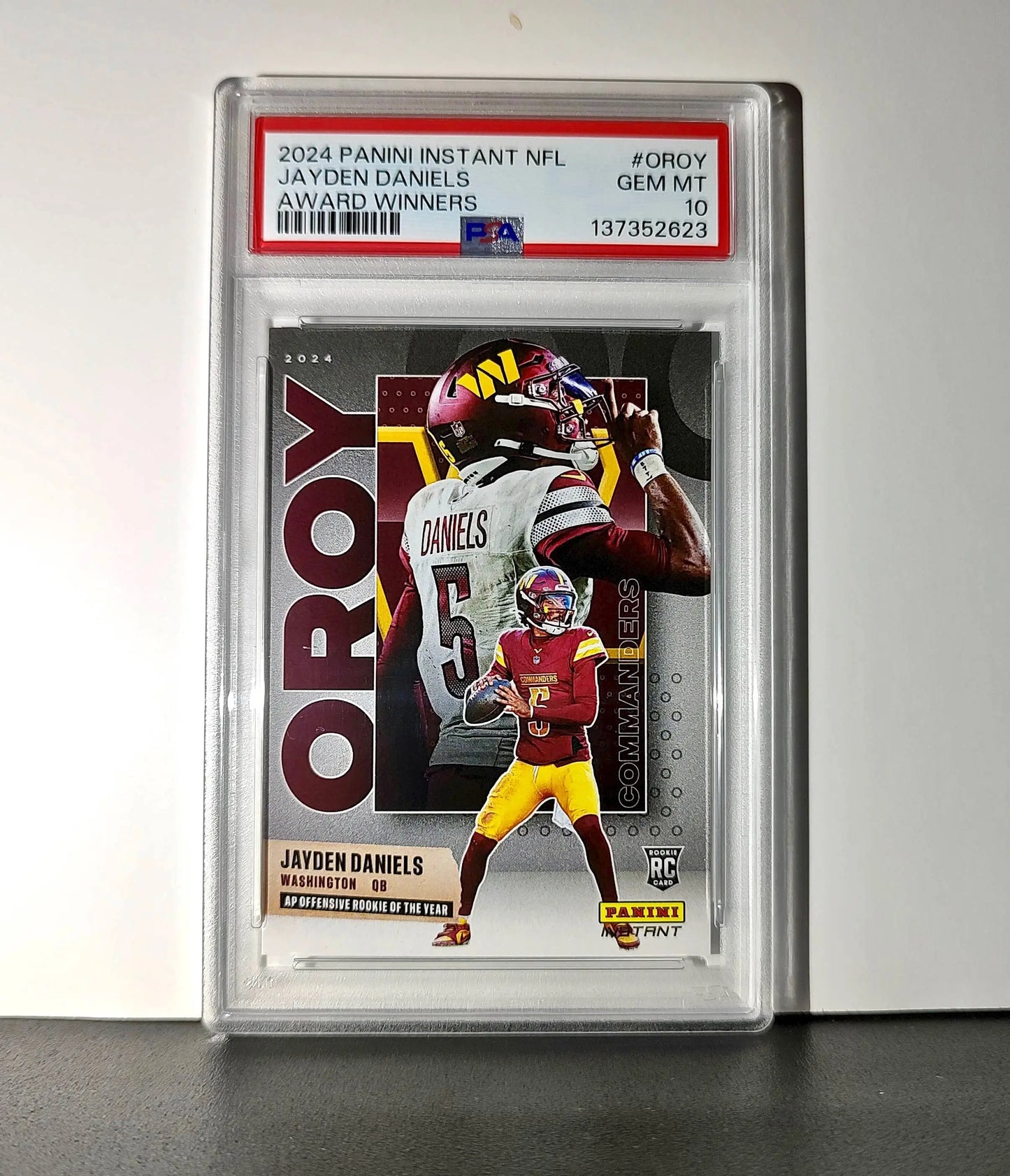 Jayden Daniels 2024 Panini NFL AP Offensive Rookie of the Year Commanders PSA 10