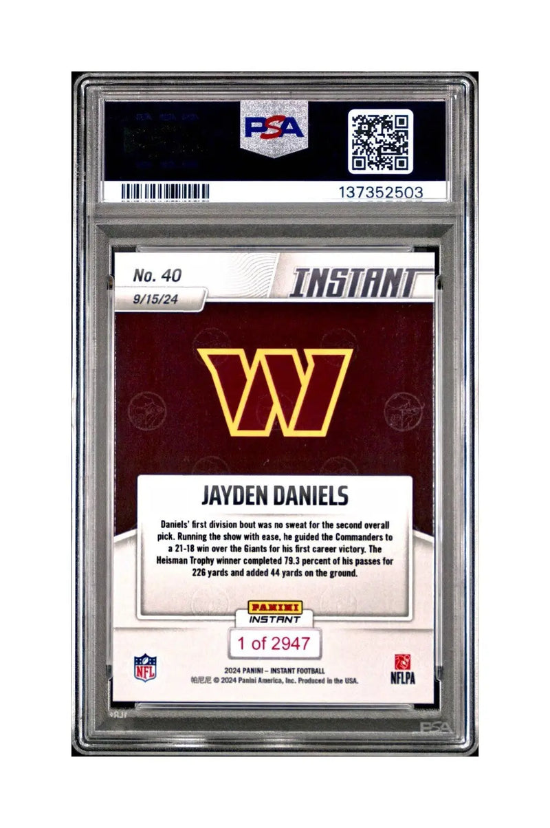 Jayden Daniels Rookie 2024 Panini Instant NFL #40 PSA 10 Gem Mint