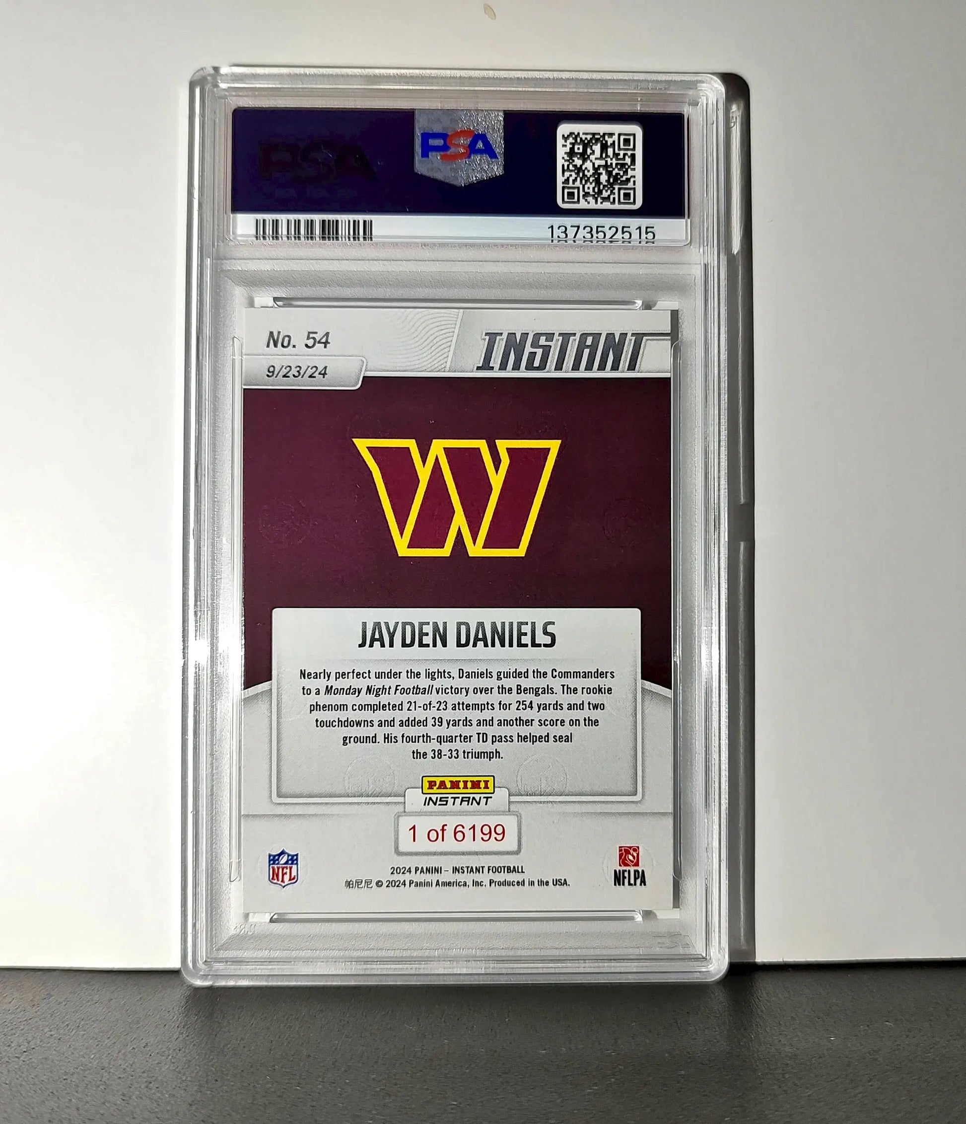 Jayden Daniels Rookie 2024 Panini Instant NFL #54 PSA 10 Gem Mint - Football Card Single