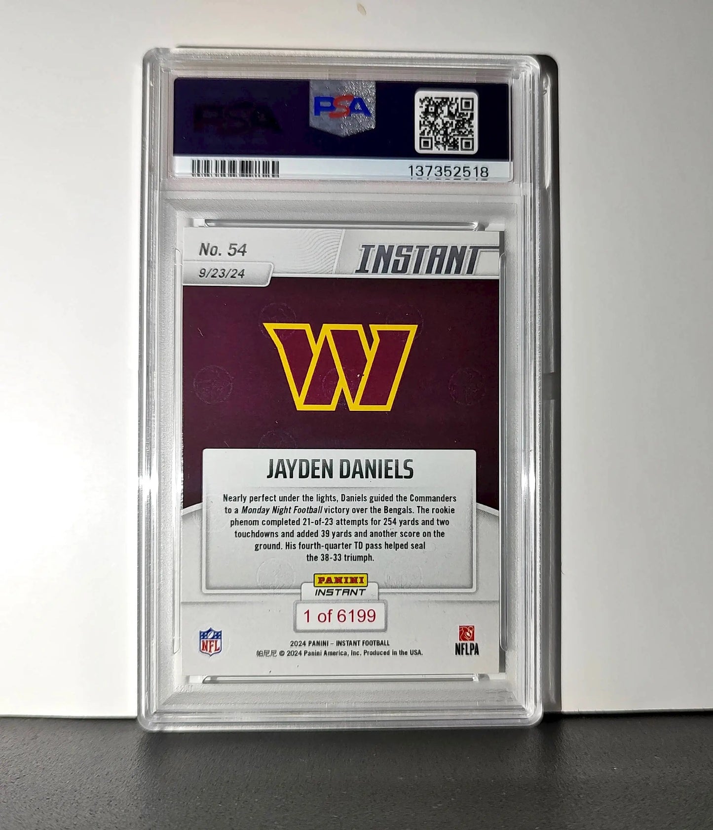Jayden Daniels Rookie 2024 Panini Instant NFL #54 PSA 10 Gem Mint