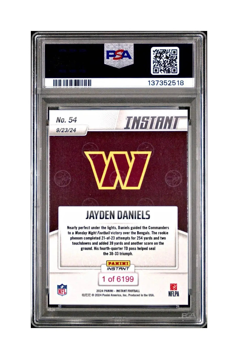 Jayden Daniels Rookie 2024 Panini Instant NFL #54 PSA 10 Gem Mint