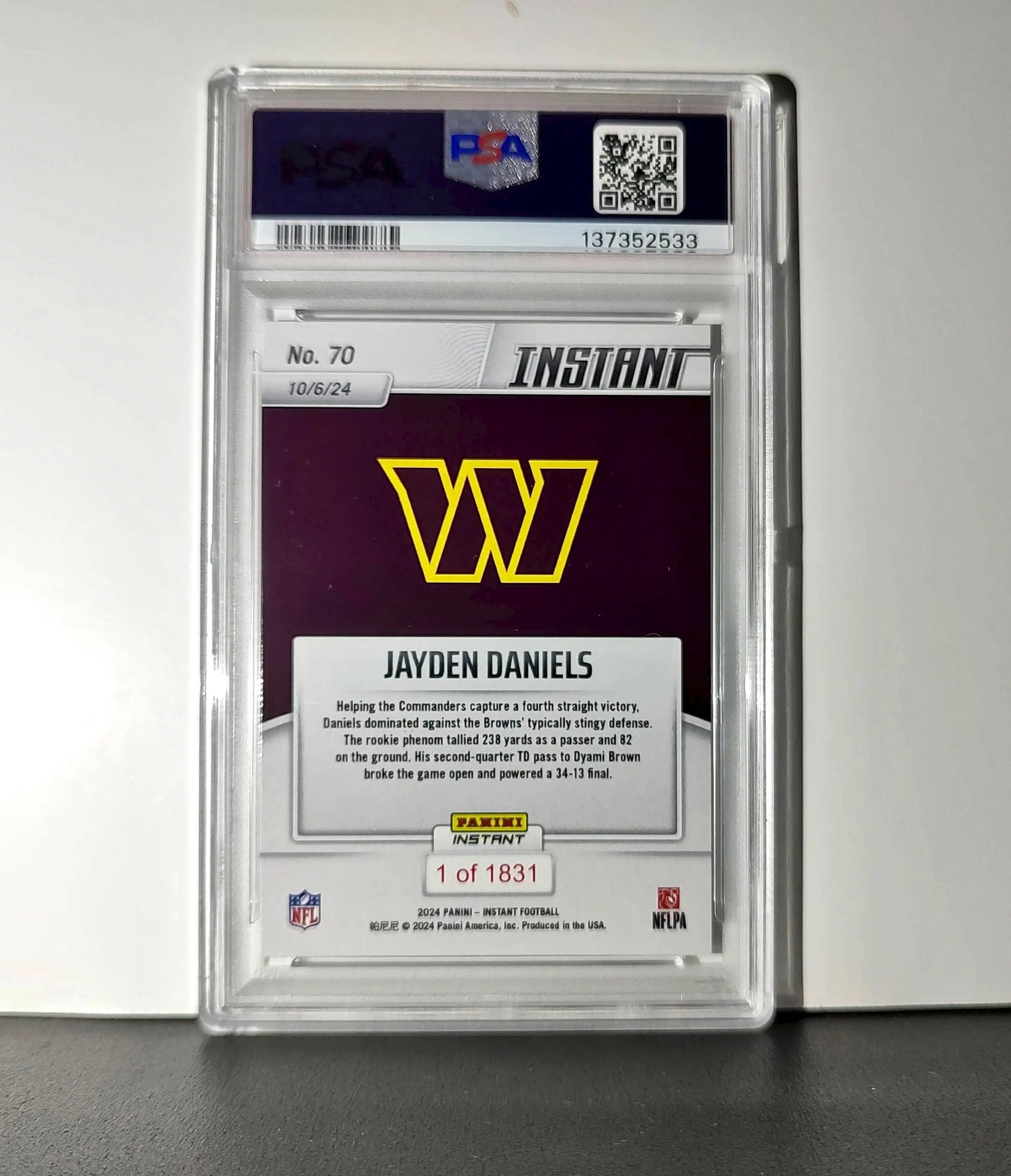 Jayden Daniels Rookie 2024 Panini Instant NFL #70 PSA 10 Gem Mint