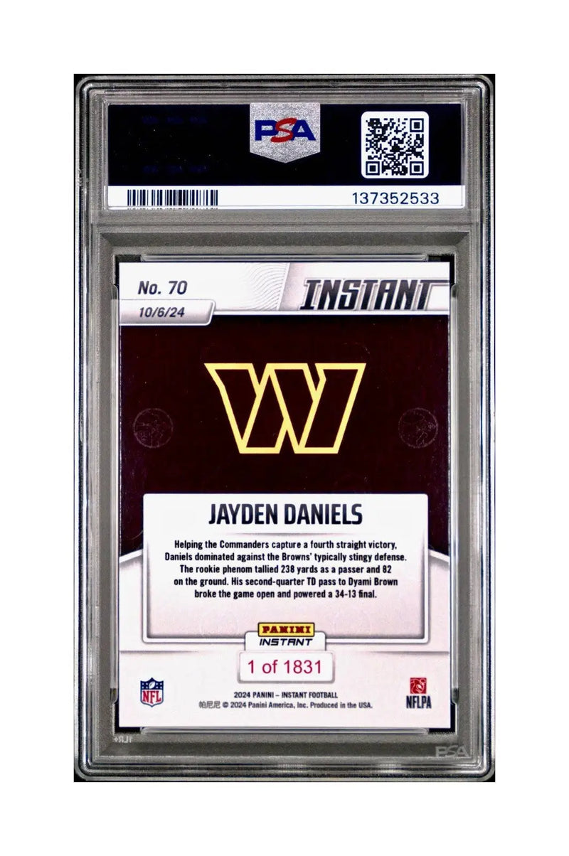 Jayden Daniels Rookie 2024 Panini Instant NFL #70 PSA 10 Gem Mint