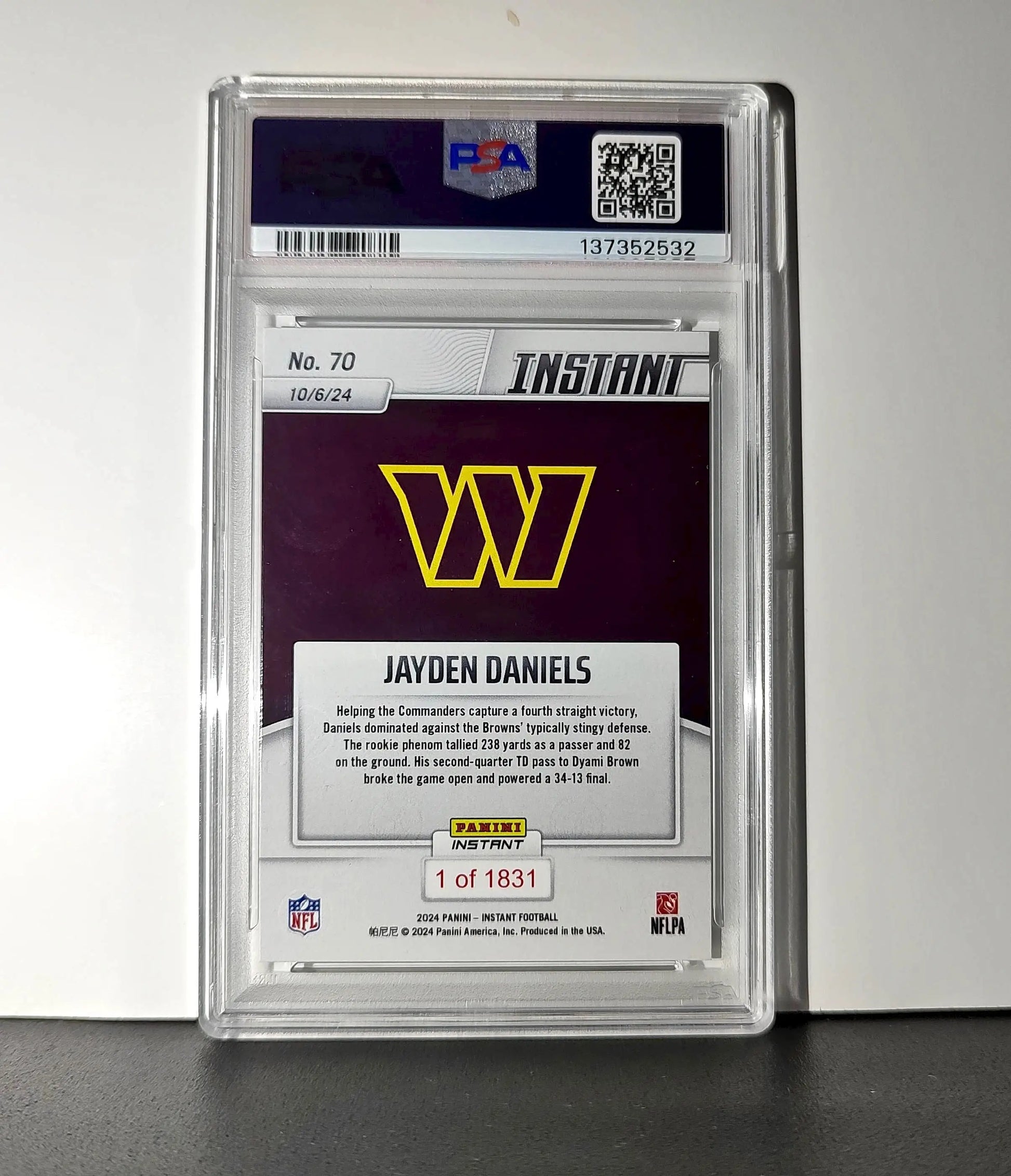 Jayden Daniels Rookie 2024 Panini Instant NFL #70 PSA 10 Gem Mint