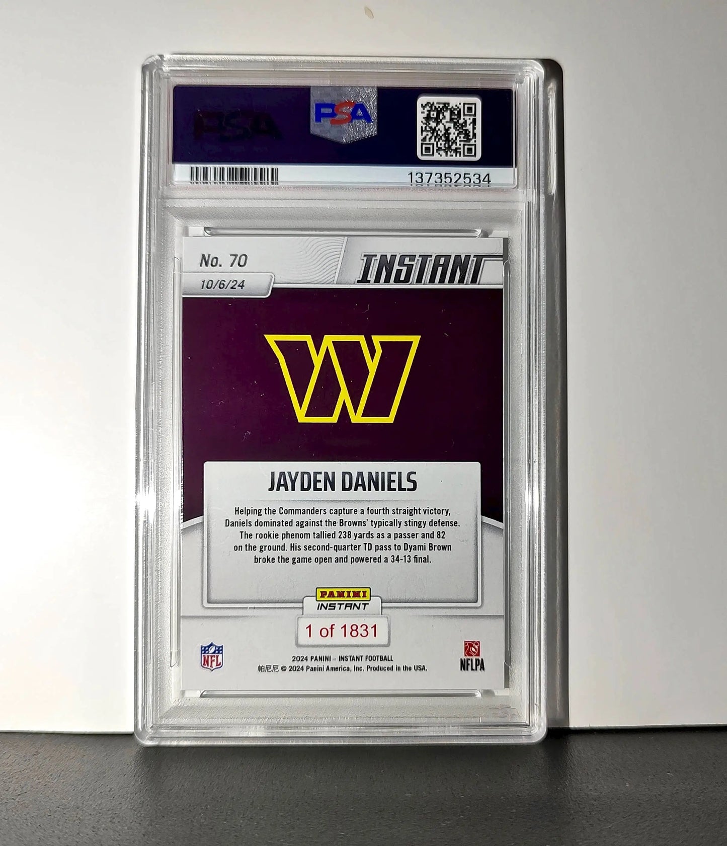 Jayden Daniels Rookie 2024 Panini Instant NFL #70 PSA 10 Gem Mint