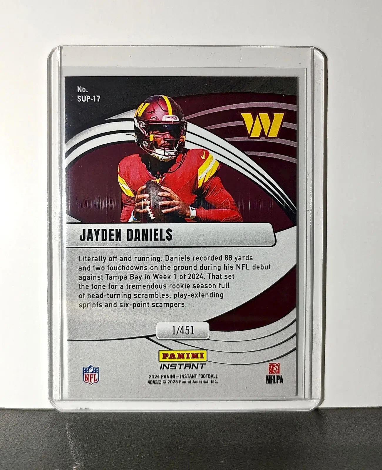 Jayden Daniels Rookie 2024 Panini Supernova NFL #17 Card Commanders 1/451