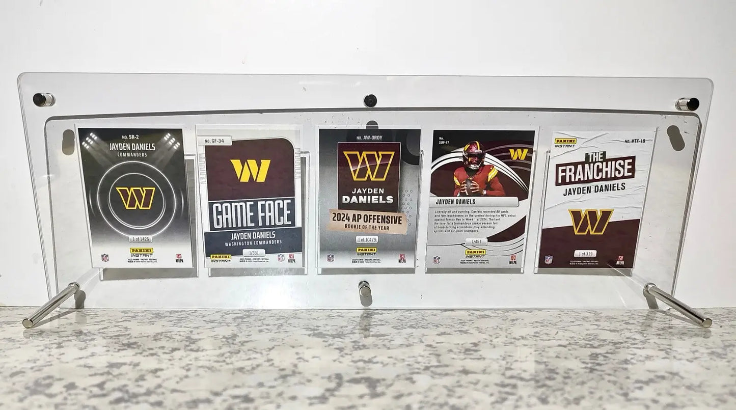 Jayden Daniels Rookie Panini NFL Football Cards Set of 5 with Acrylic Display