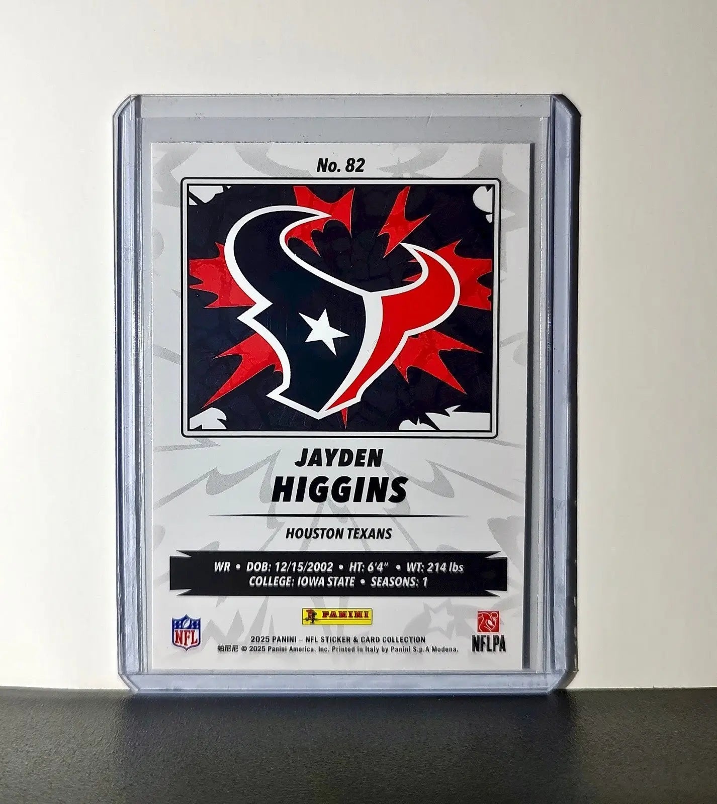 Jayden Higgins Rookie 2025 Panini NFL #82 Sticker Card Houston Texans - Football Card Single