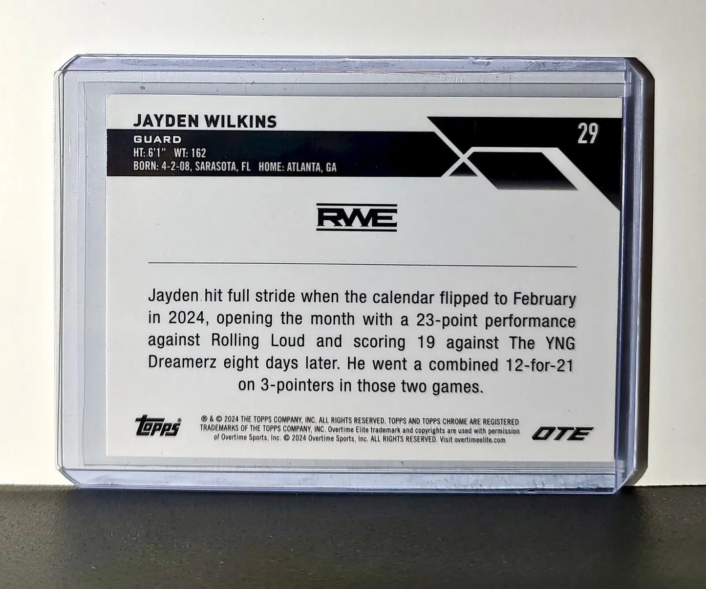 Jayden Wilkins Rookie Card 2023-24 Topps Chrome Overtime #29 RWE