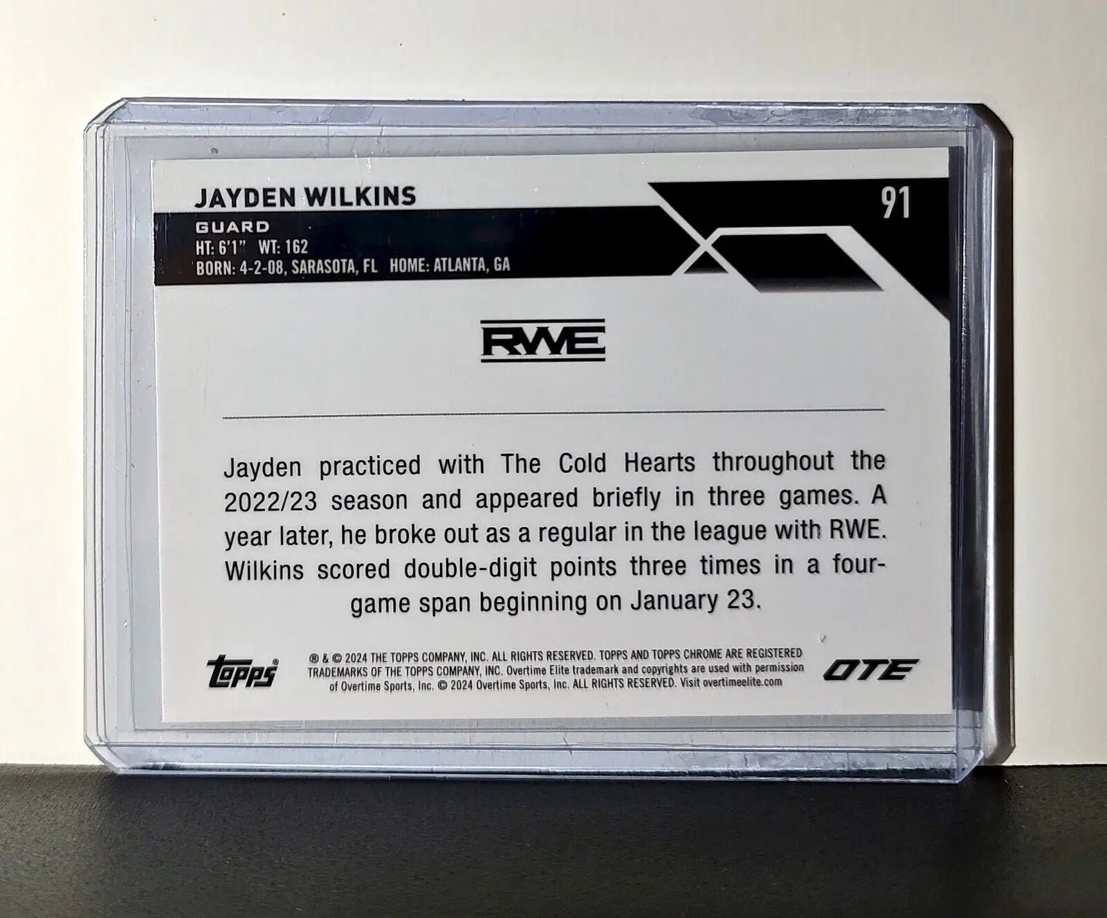 Jayden Wilkins Rookie Card 2023-24 Topps Chrome Overtime #91 RWE - Other