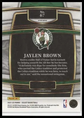 Jaylen Brown 2021-22 Panini Select Green White Purple Prizms #67 Boston Celtics - Basketball Card Single