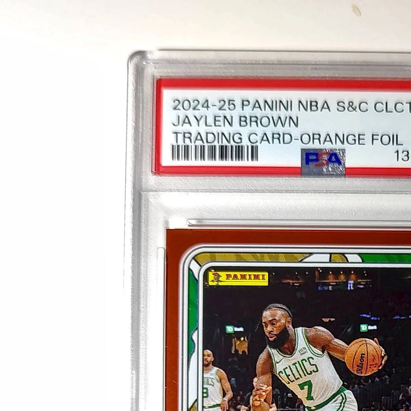 Jaylen Brown 2024-25 Panini NBA #18 Sticker 41/50 Orange Foil PSA 8 NM-MT