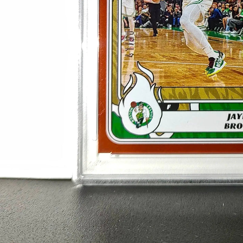 Jaylen Brown 2024-25 Panini NBA #18 Sticker 41/50 Orange Foil PSA 8 NM-MT
