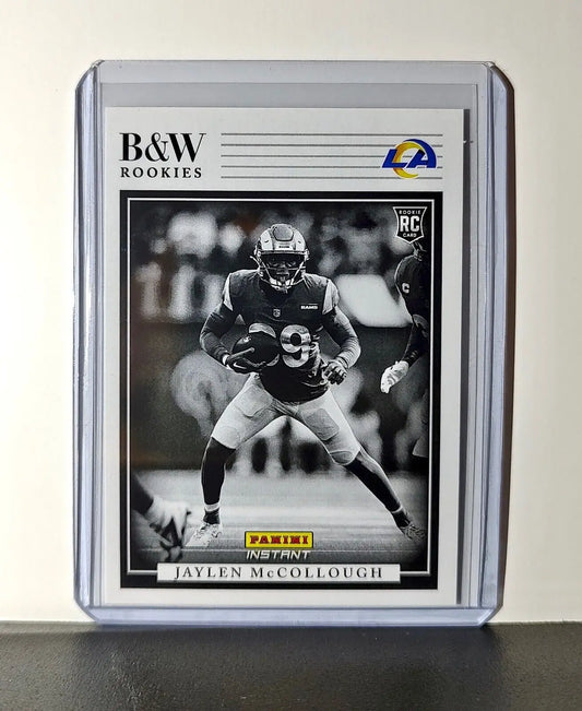 Jaylen McCollough 2024 Panini NFL #38 Black & White Rookies Card Rams 1 of 680 - Football Card Single