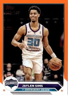 Jaylen Sims - 2023-24 Topps G-League - #32 - League - Orange #/149 SN Basketball - Basketball Card Single