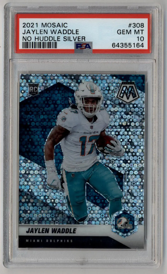 Jaylen Waddle 2021 Mosaic No Huddle Silver Variation #308 PSA 10 Gem Mint - Football Card Single