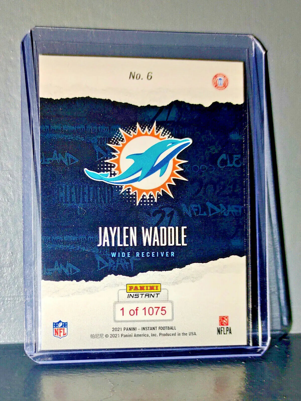 Jaylen Waddle 2021 Panini NFL Instant Draft Night #6 Rookie Card 1 of 1075 - Football Card Single