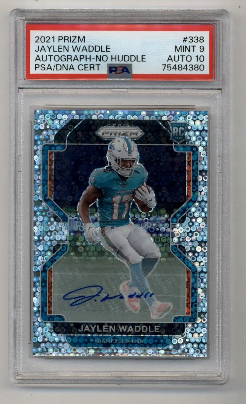 Jaylen Waddle 2021 Prizm No Huddle Auto PSA 9 Mint Auto 10 - Football Card Single