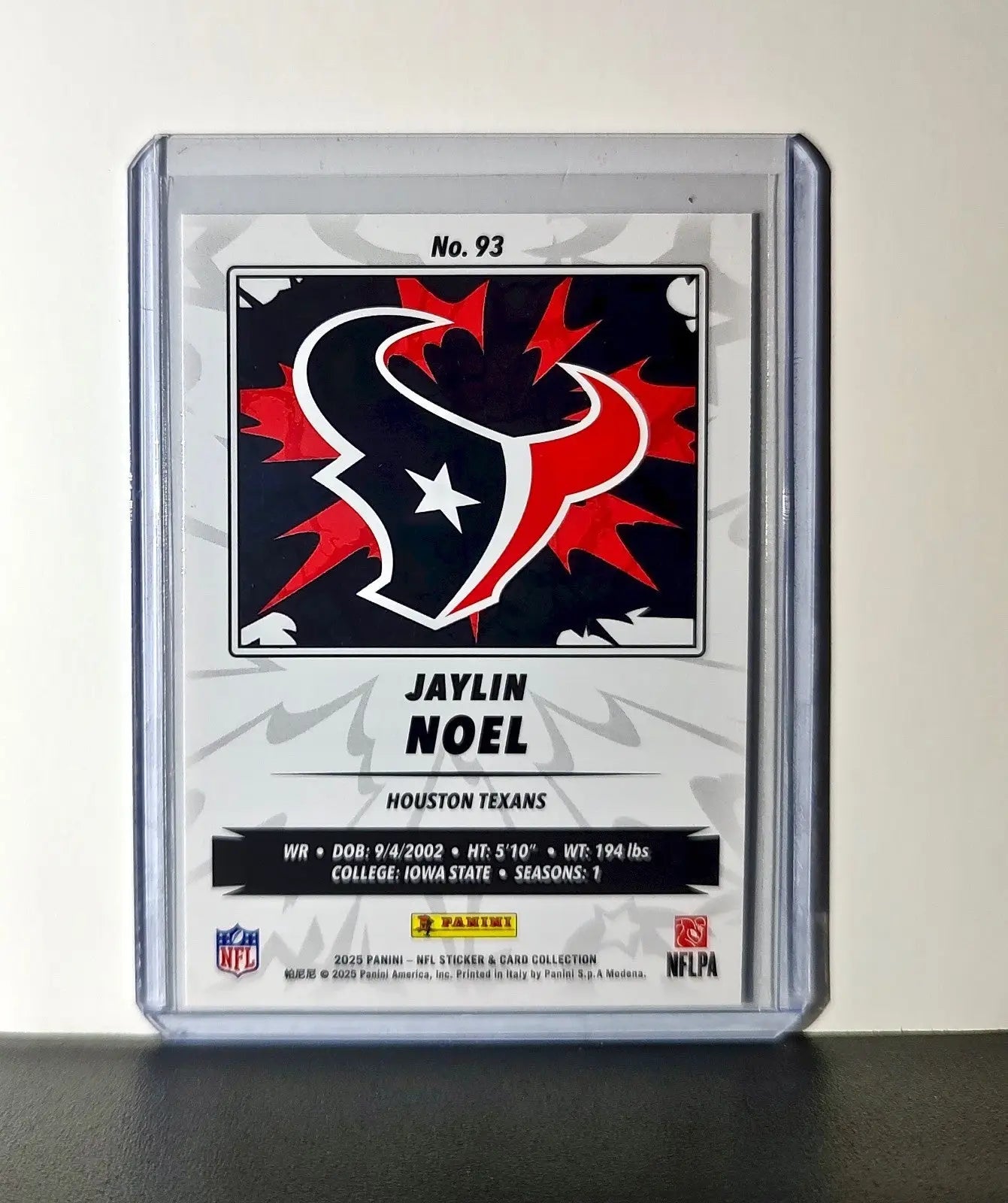 Jaylin Noel Rookie 2025 Panini NFL #93 Sticker Card Houston Texans