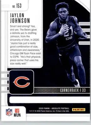 Jaylon Johnson - 2020 Panini Absolute - #153 - Green Rookie Football - Football Card Single