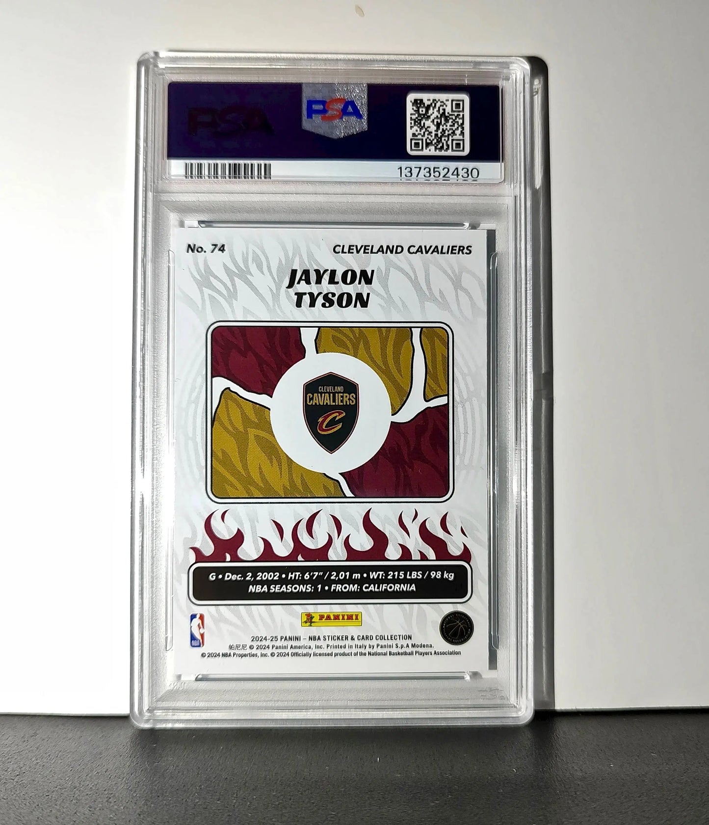 Jaylon Tyson Rookie 2024-25 Panini NBA #74 Sticker 48/215 Blue Foil PSA 7 NM