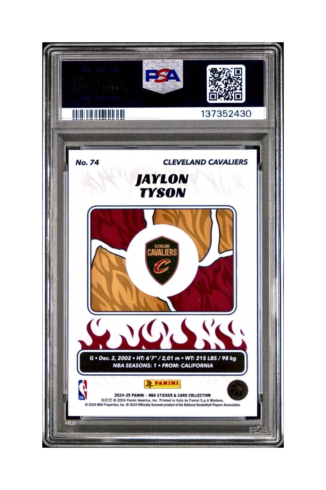 Jaylon Tyson Rookie 2024-25 Panini NBA #74 Sticker 48/215 Blue Foil PSA 7 NM