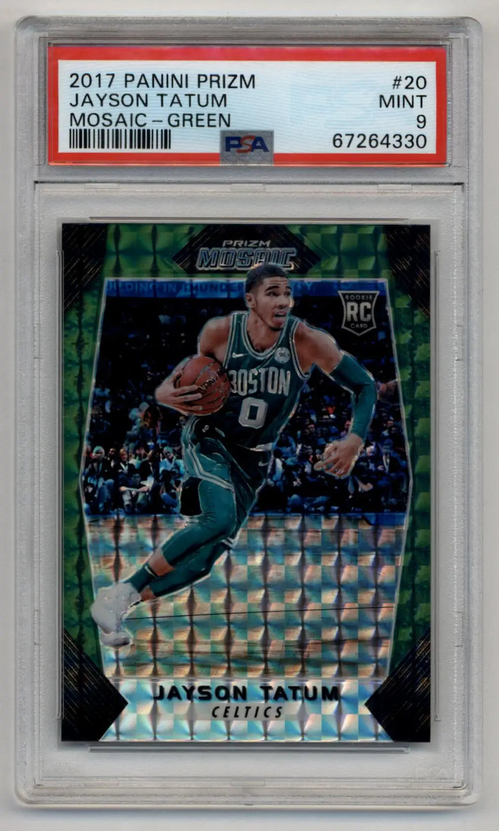 Graded Mint 9 Jayson Tatum 2017-18 Prizm Mosaic Green basketball card