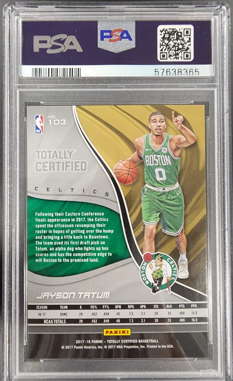 Jayson Tatum 2017 Panini Totally Certified Rookie #103 PSA 9 Mint - Basketball Card Single