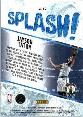 Jayson Tatum - 2021-22 Donruss Optic - #12 - Splash! Basketball - Basketball Card Single