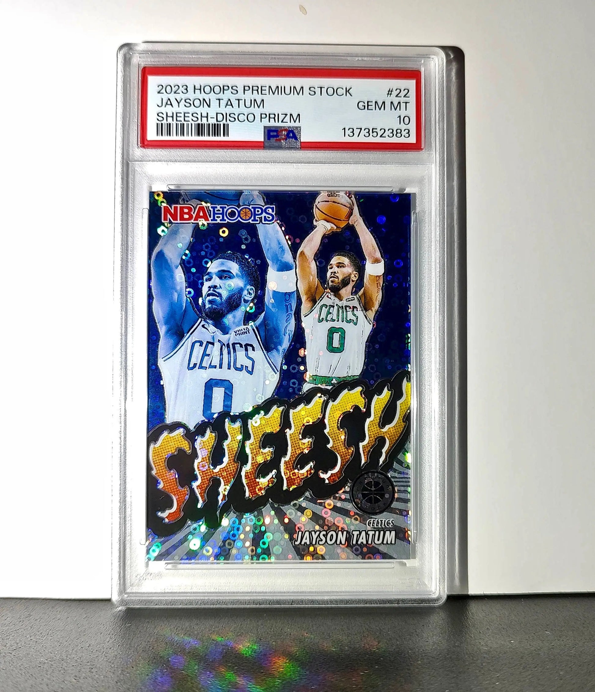Jayson Tatum 2023 Panini Hoops Premium Sheesh #22 Disco Prizm PSA 10 Gem Mint - Basketball Card Single