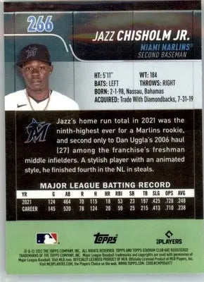 Jazz Chisholm Jr. - 2022 Stadium Club Chrome - #266 - Baseball - Baseball Card Single
