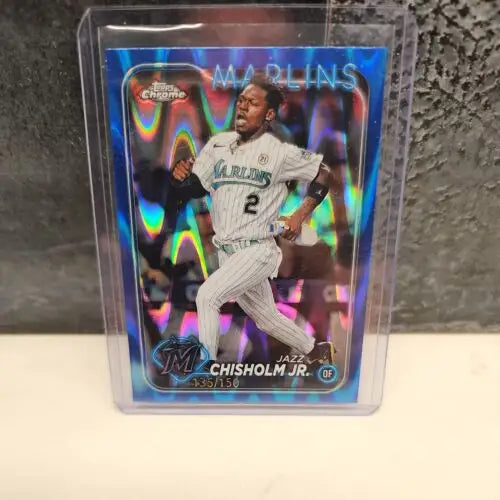 Jazz Chisholm Jr. baseball card 2024 Topps Chrome Blue Raywave Refractor #d/150