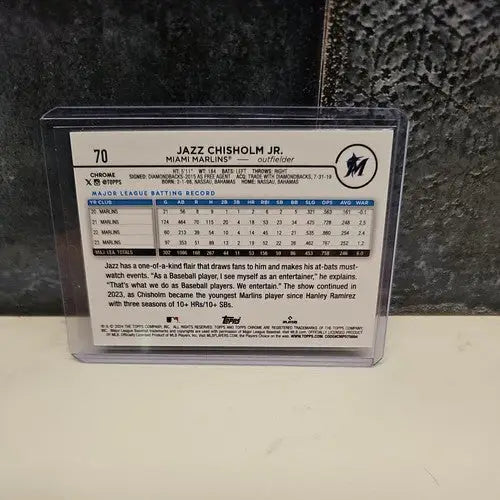 Jazz Chisholm Jr. 2024 Topps Chrome Blue Raywave Refractor baseball card