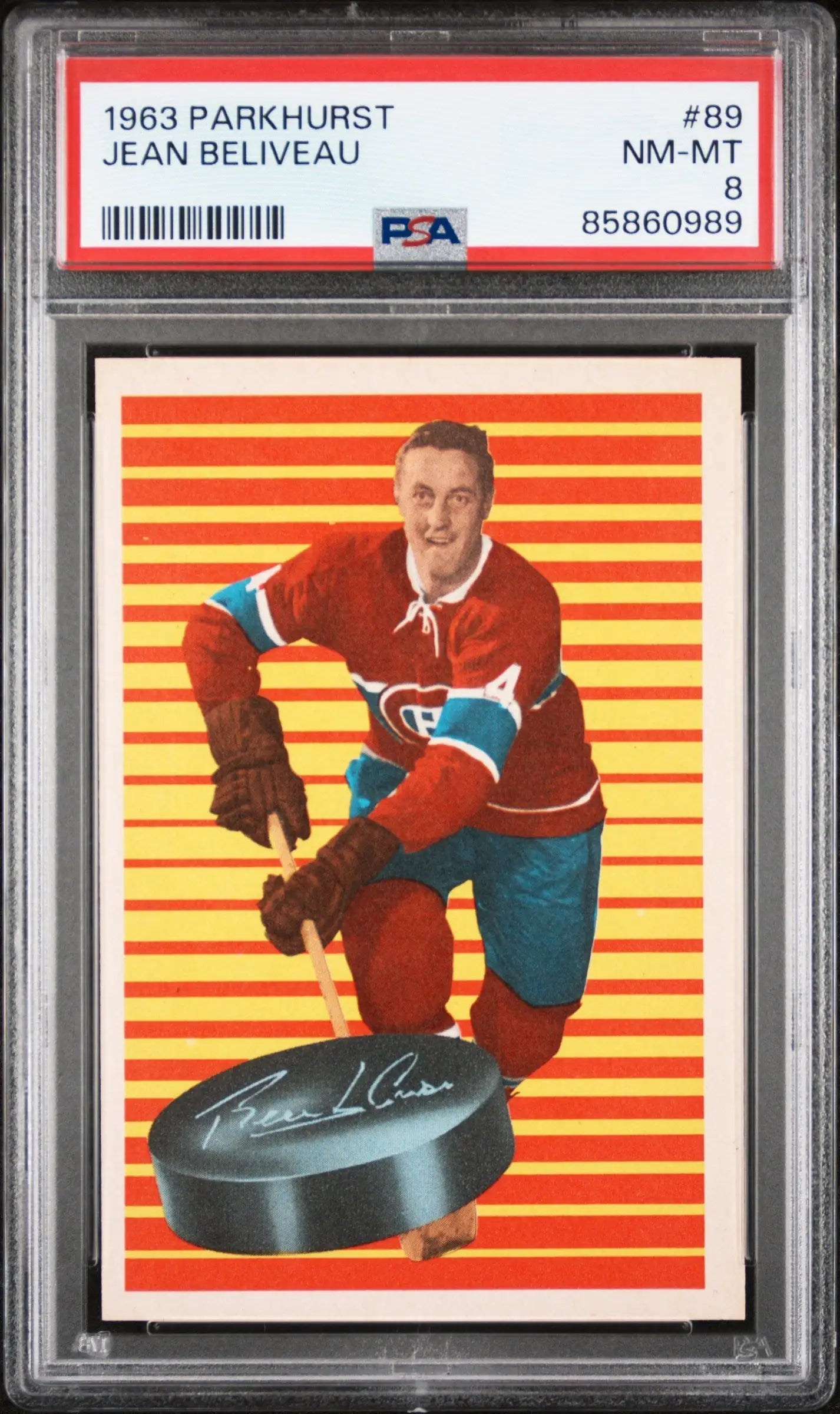 Jean Beliveau 1963 Parkhurst #89 PSA 8 Nm-Mint - Hockey Card Single