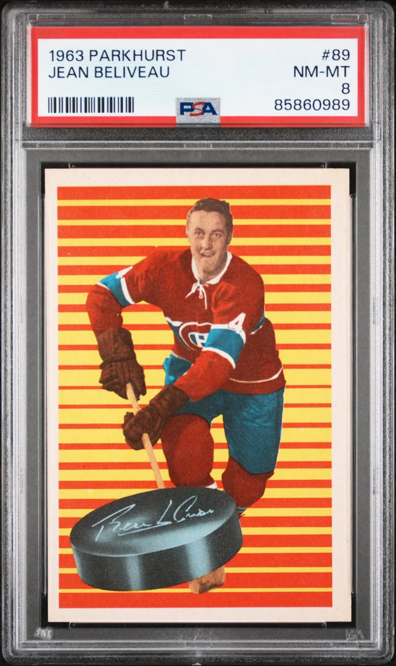 Jean Beliveau 1963 Parkhurst #89 PSA 8 Nm-Mint - Hockey Card Single