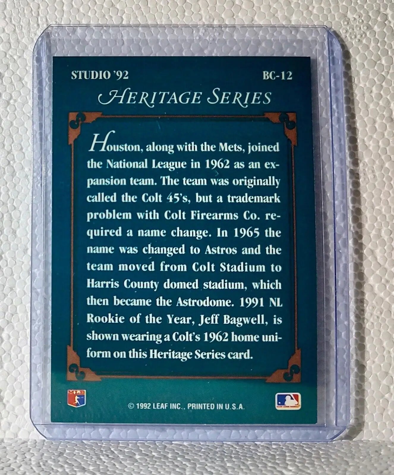 Jeff Bagwell 1992 Leaf MLB #BC-12 Heritage Series Baseball Card Houston Astros - Baseball Card Single