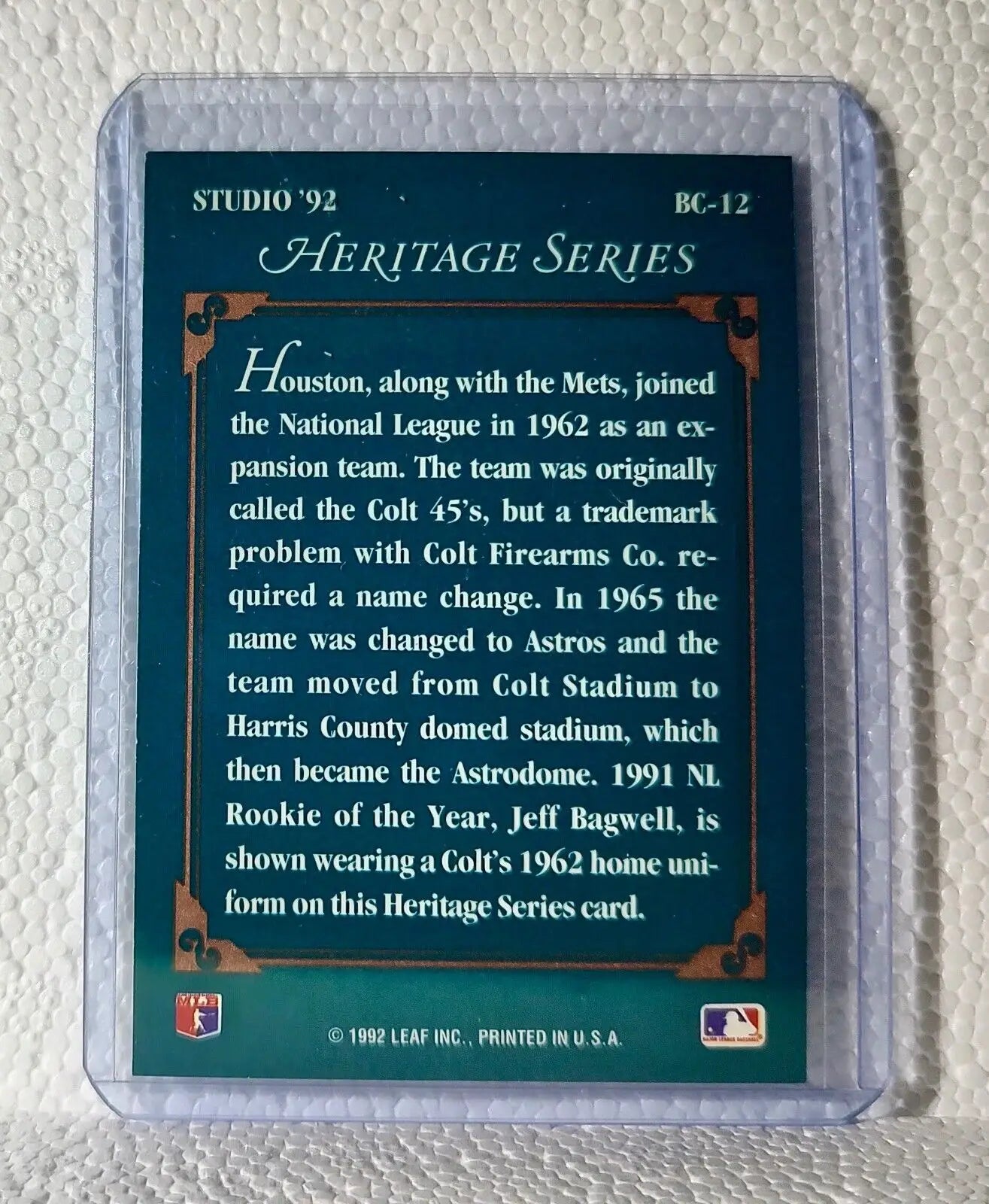 Jeff Bagwell 1992 Leaf MLB #BC-12 Heritage Series Baseball Card Houston Astros - Baseball Card Single