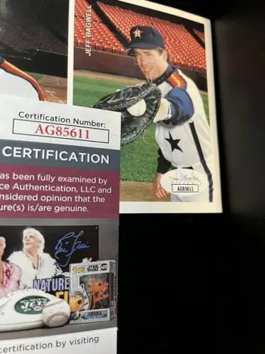Jeff Bagwell 1992 Mothers Cookies uncut panel auto Astros trading card display