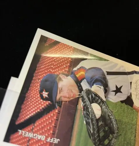 Jeff Bagwell 1992 Mothers Cookies uncut 4 card panel auto Houston Astros trading cards
