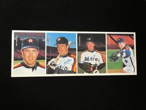 Jeff Bagwell 1992 Mothers Cookies uncut card panel auto Houston Astros trading cards
