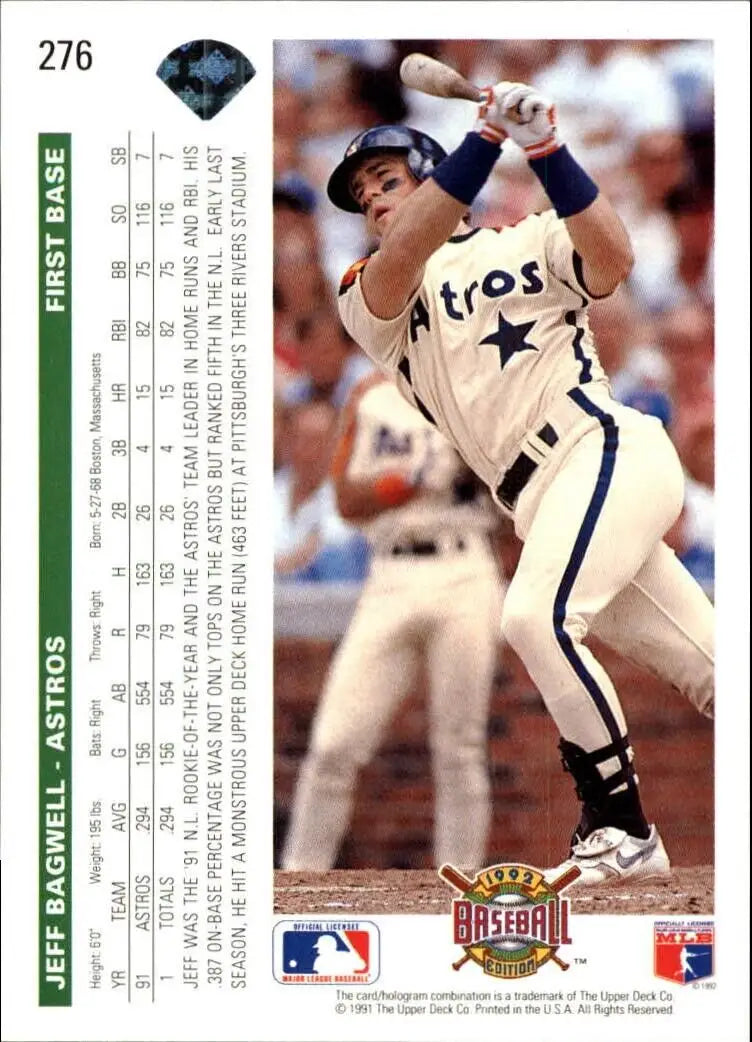 Jeff Bagwell 1992 Upper Deck MLB #276 Baseball Card Houston Astros