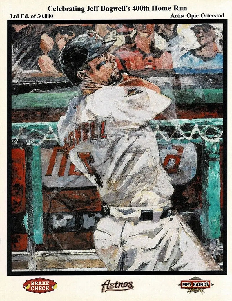 Jeff Bagwell baseball art print by Opie Otterstad features Houston Astros and trading cards