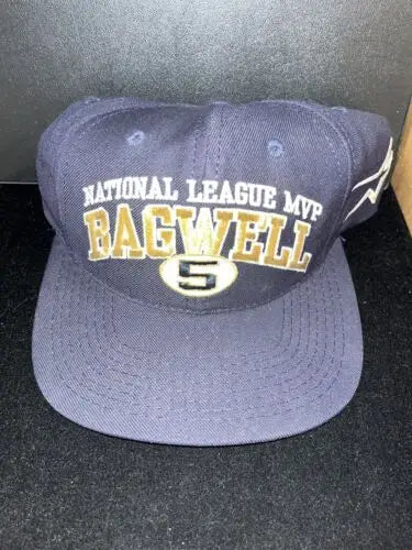Navy Jeff Bagwell Signed Houston Astros Cap with Gold Lettering for collectors
