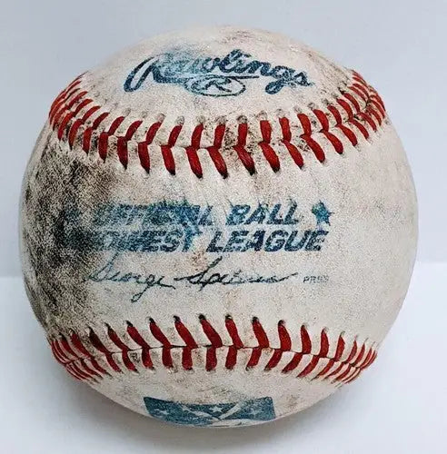 Used baseball with red stitching, original gloss Jeff Clement Autograph, Minnesota Twins